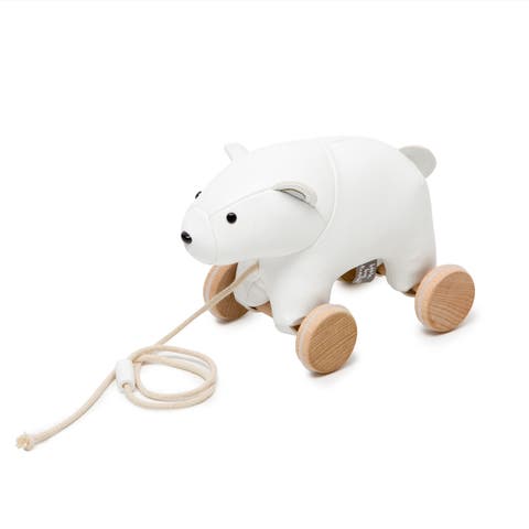 Polar Bear Pull Along Friends - Plush Toy with Wooden Wheels