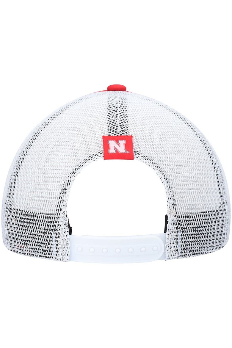 Men's adidas Scarlet/White Nebraska Huskers Wave Foam Trucker Snapback Hat, Alternate, color, Scarlet