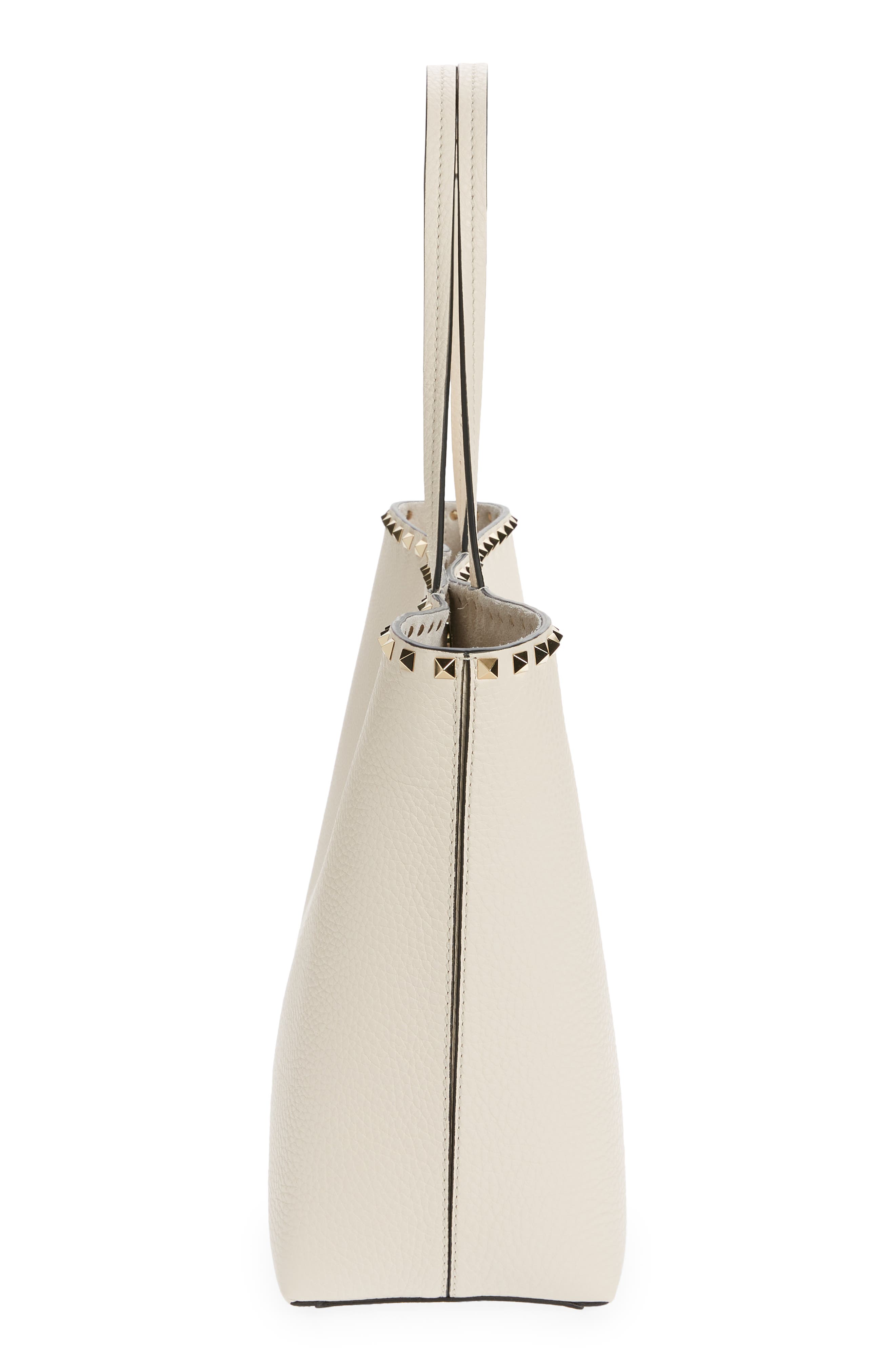 Valentino Garavani Rockstud Leather Tote, Alternate, color, Light Ivory