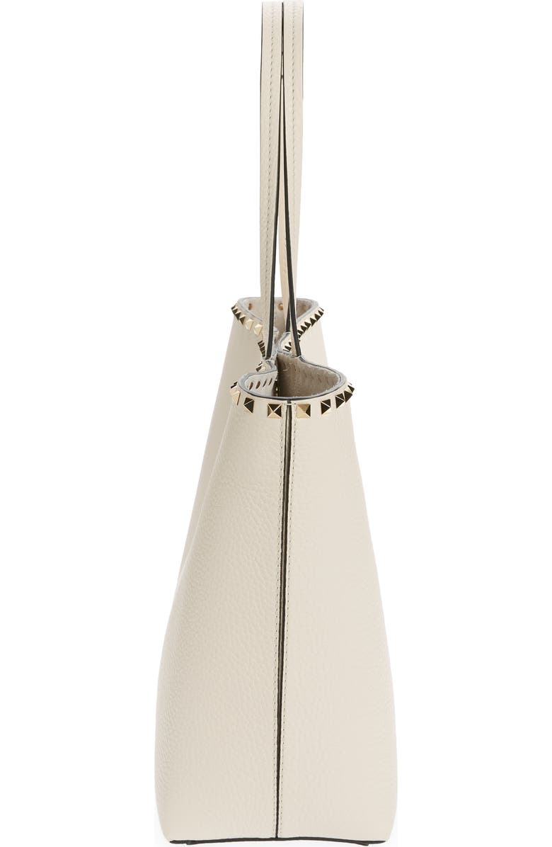 Valentino Garavani Rockstud Leather Tote, Alternate, color, Light Ivory