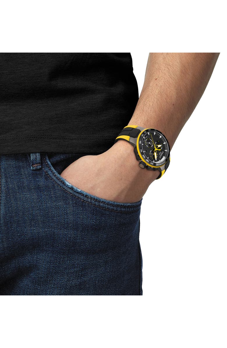 Tissot T-Race Cycling Tour de France 2020 Chronograph Silicone Strap Watch, 44mm, Alternate, color, 