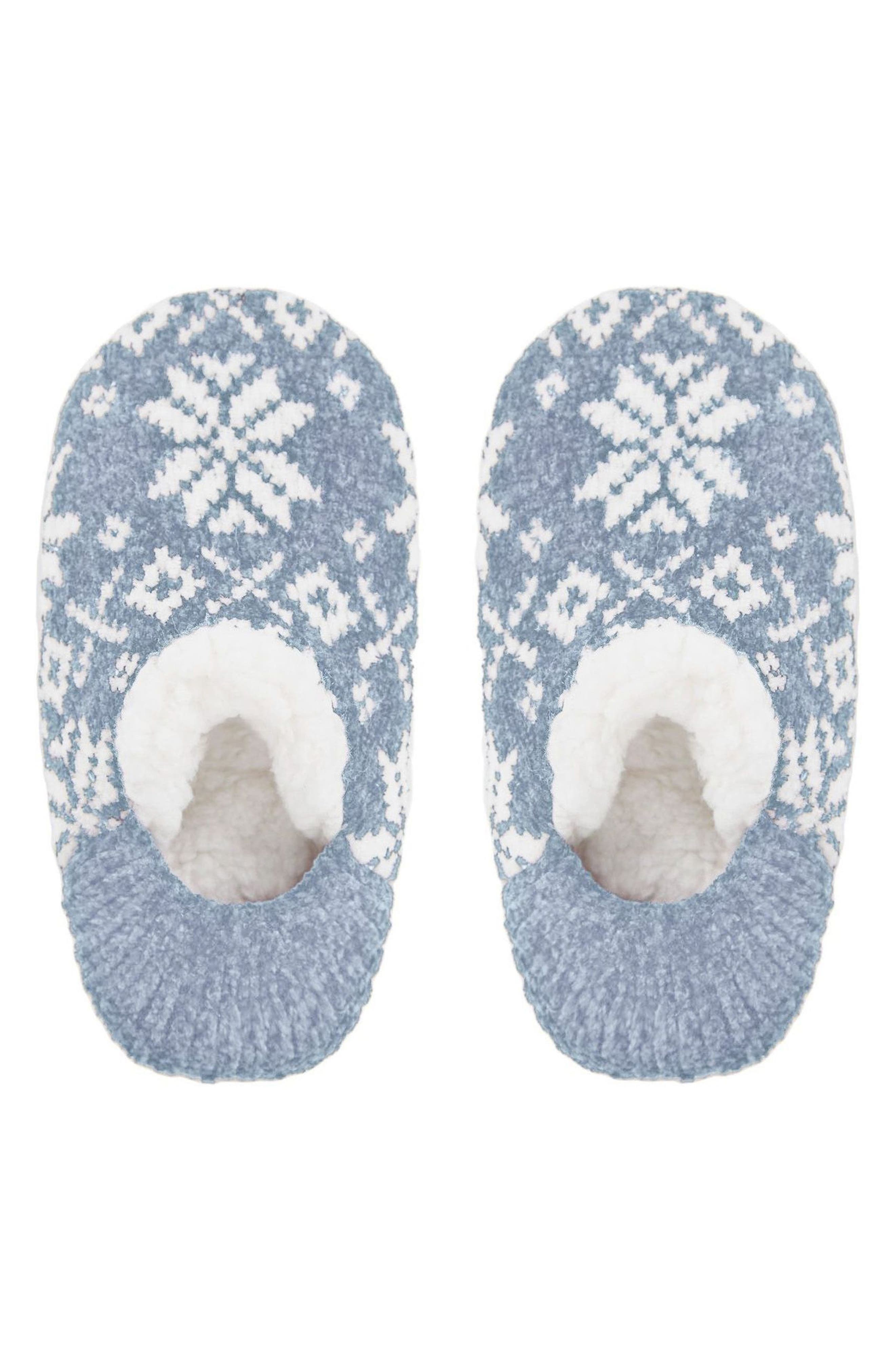 Nordic Pattern Fleece Lined Slipper Socks, Alternate, color, DENIM