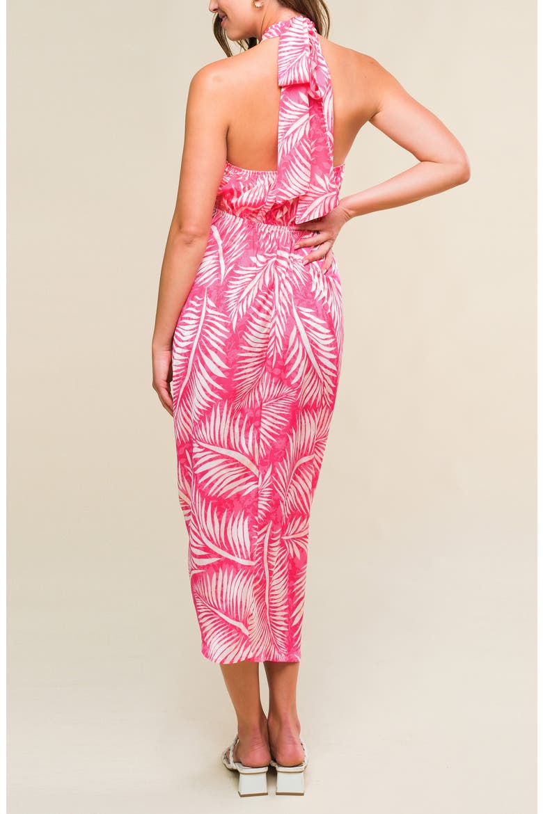 Print Halter Midi Dress, Alternate, color, FUCHSIA IVORY