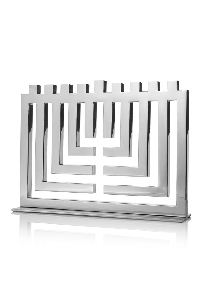 3D Cutout Menorah, Main, color, SILVER