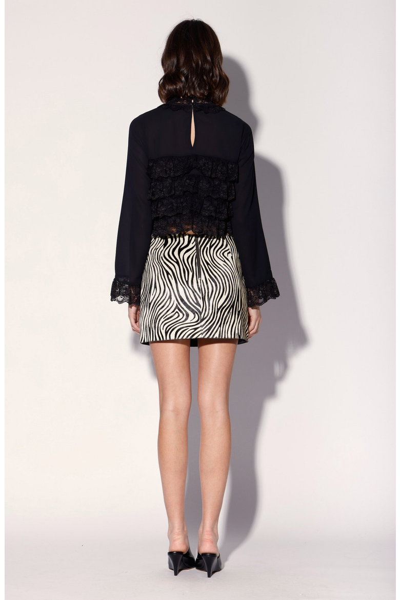 Lana Leather Skirt, Alternate, color, Zebra Calf Hair