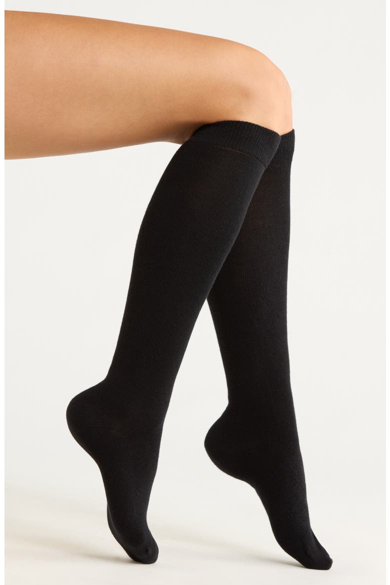 Knee High Merino Wool Blend Socks, Main, color, BLACK