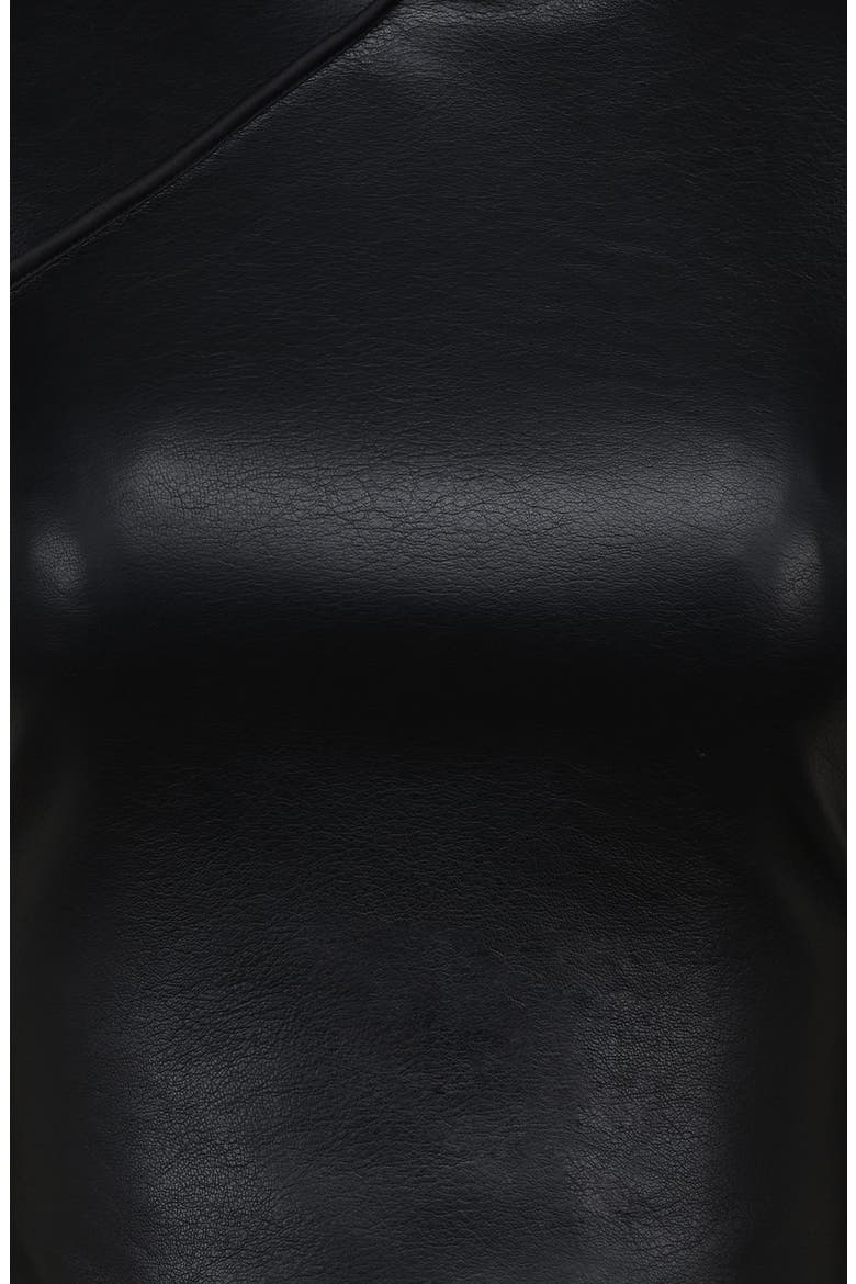 Bobbi Mandarin Collar Faux Leather Crop Top, Alternate, color, BLACK