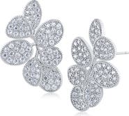 JARDIN Pavé Cubic Zirconia Leaf Cluster Stud Earrings