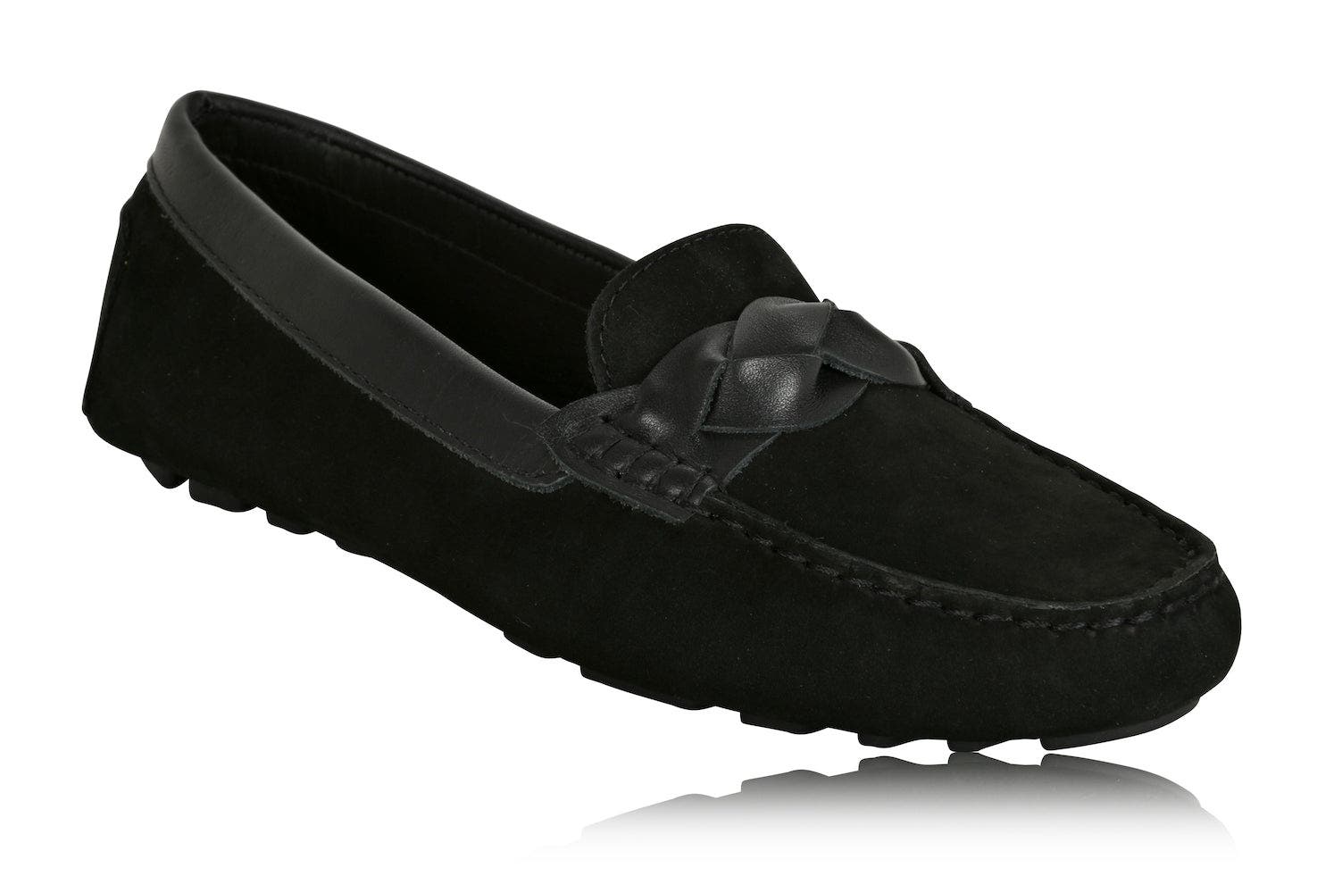 Joan Oloff Shoes PIPER Leather Driving Loafer, Alternate, color, Black