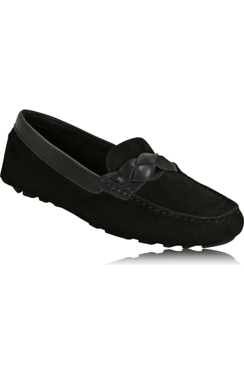 Joan Oloff Shoes PIPER Leather Driving Loafer, Alternate, color, Black