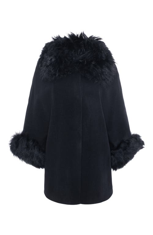 Gorski Select Wool Cape With Select Lamb Collar And Cuffs In Black