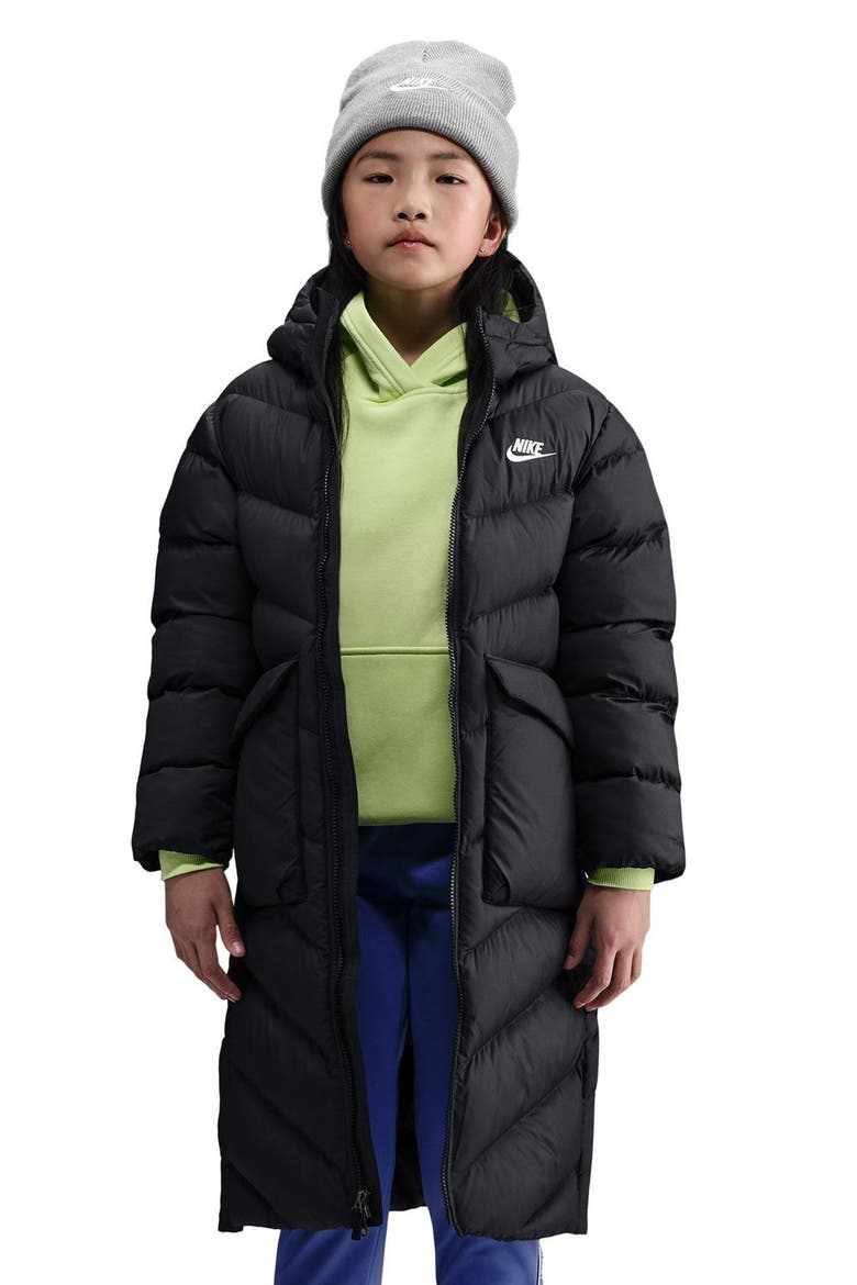 Kids' Sportswear All Day Play Therma-FIT® Puffer Parka, Main, color, BLACK/ WHITE