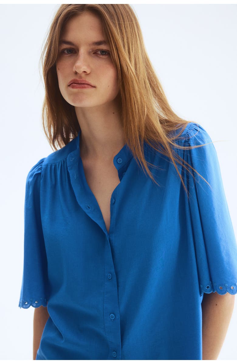 H&M Cotton-blend blouse, Main, color, Blue