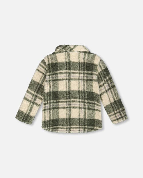 Deux Par Deux Long Sleeve Zip Front Overshirt In Green