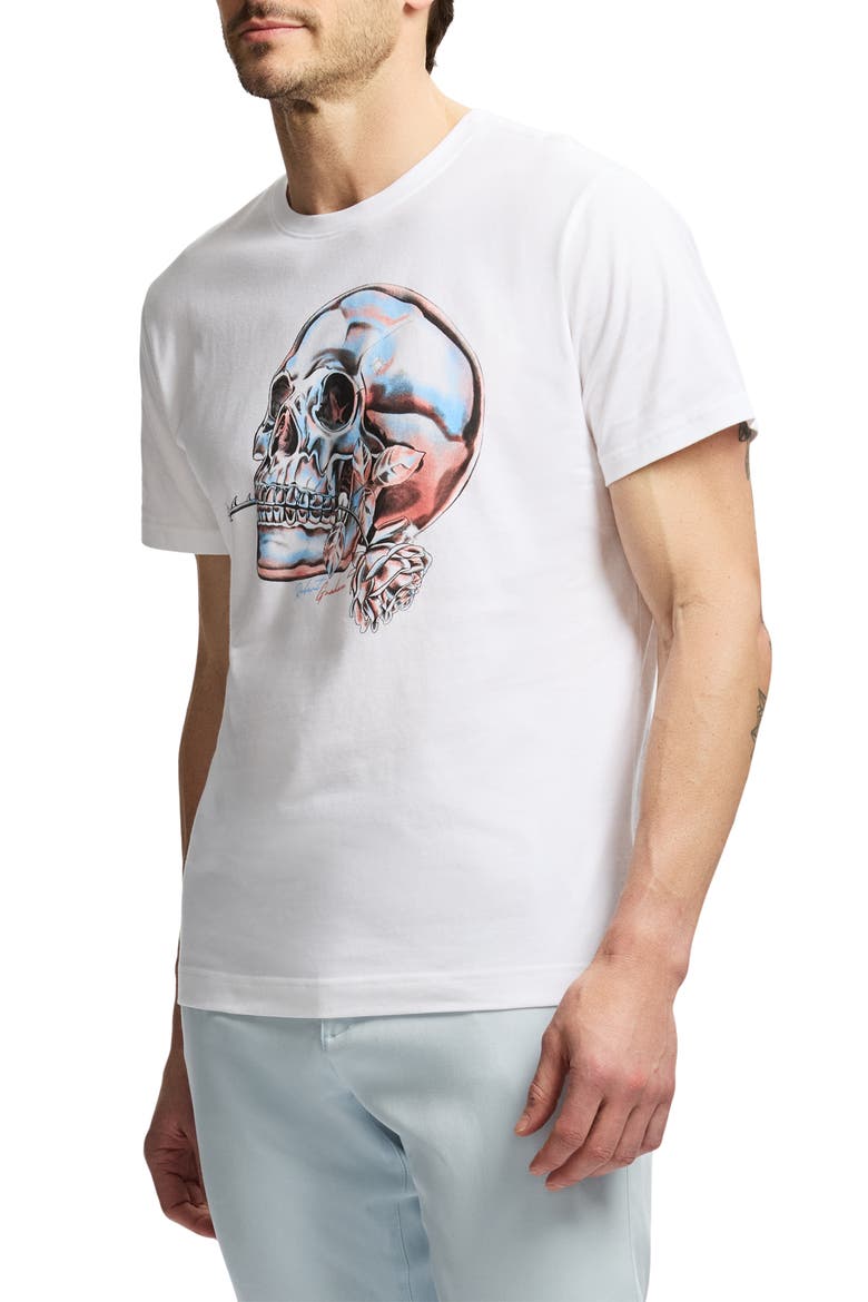 Chrome Skull Knit Graphic T-Shirt, Alternate, color, WHITE
