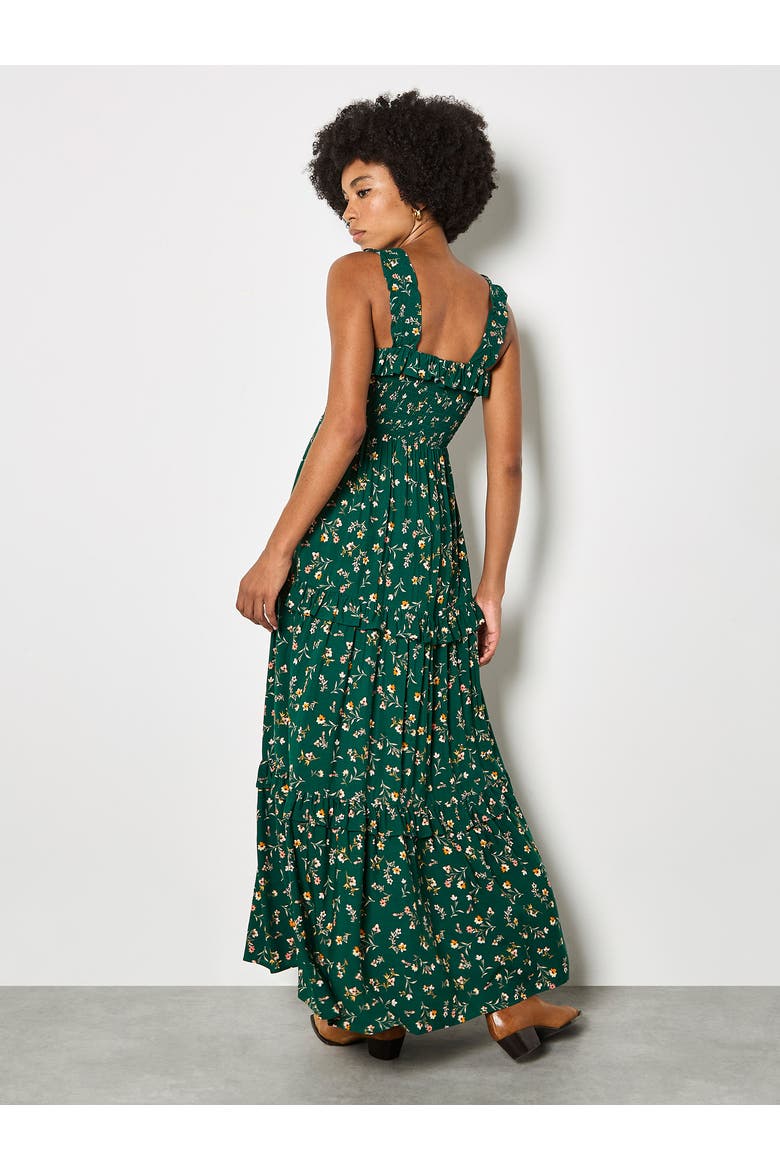 Ditsy Floral Smock Maxi Dress, Alternate, color, Green