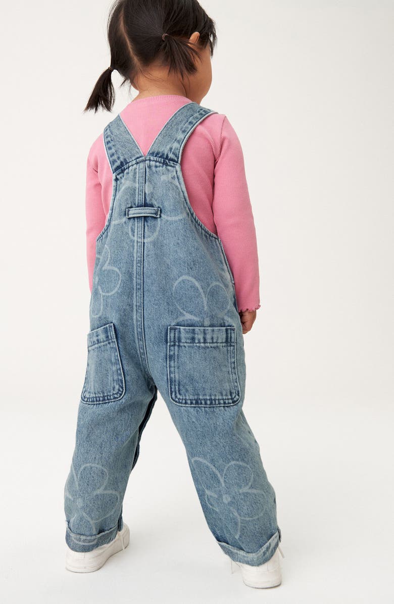 NEXT Kids' 3D Flower Appliqué Denim Overalls, Alternate, color, 