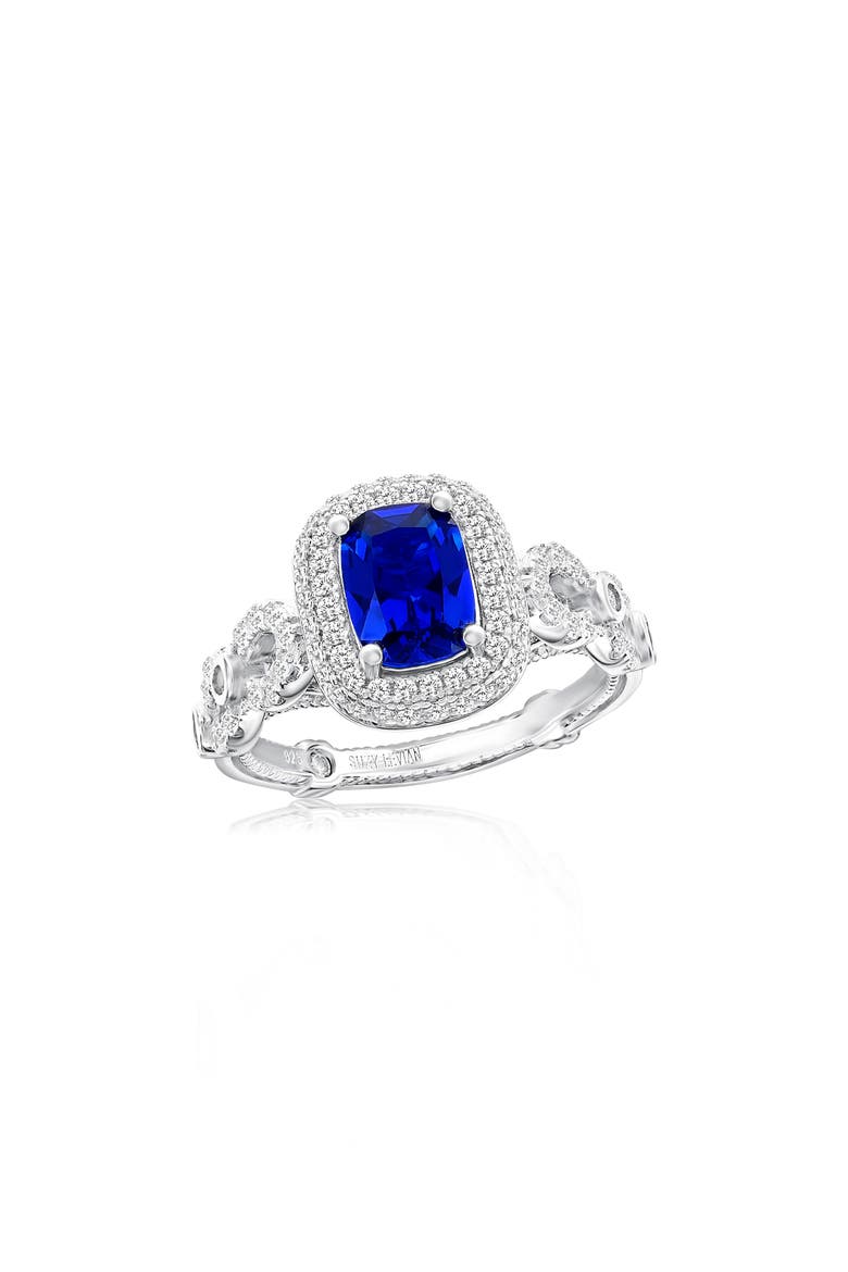 Cubic Zirconia Engagement Ring, Main, color, BLUE