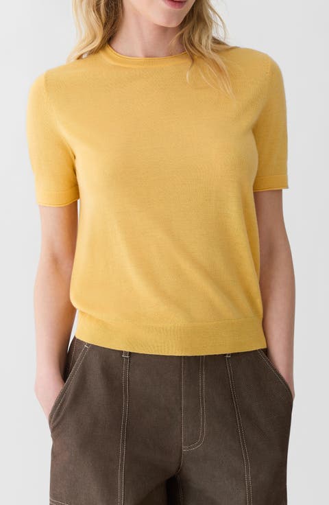 Short Sleeve Cashmere Crewneck Sweater