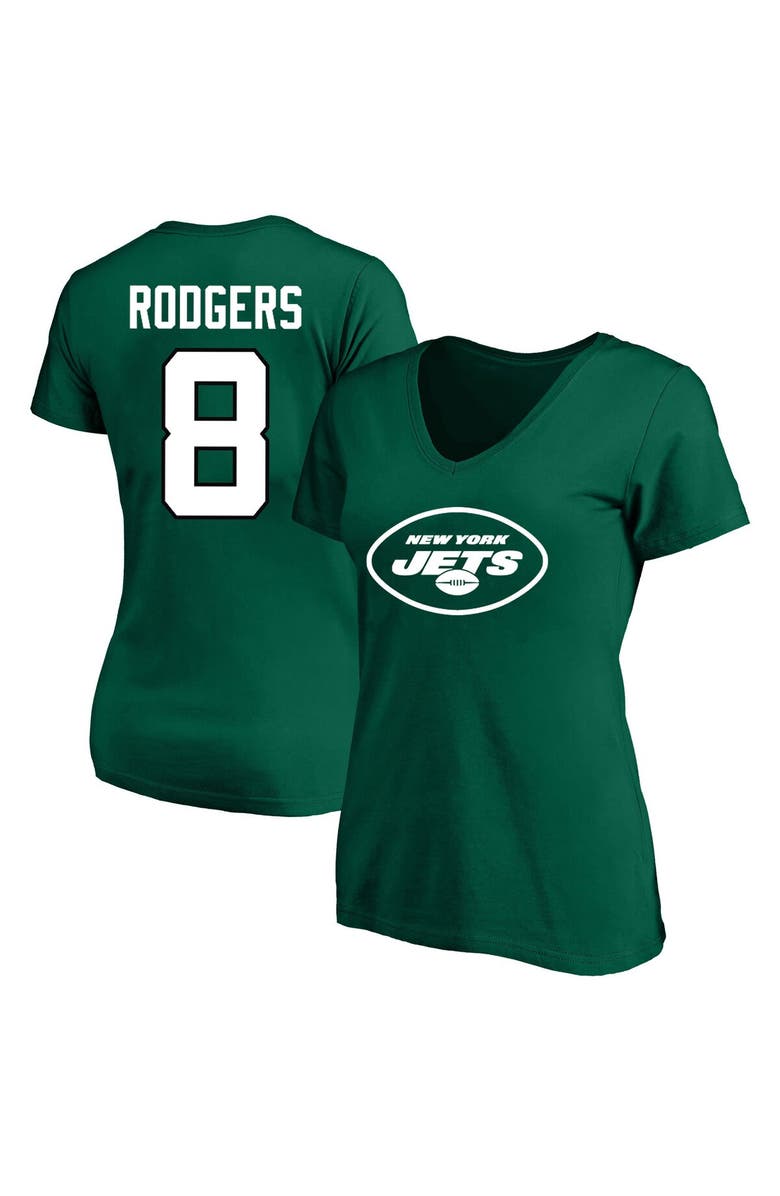 FANATICS Women's Aaron Rodgers Green New York Jets Plus Size Fair Catch Name & Number V-Neck T-Shirt, Main, color, 