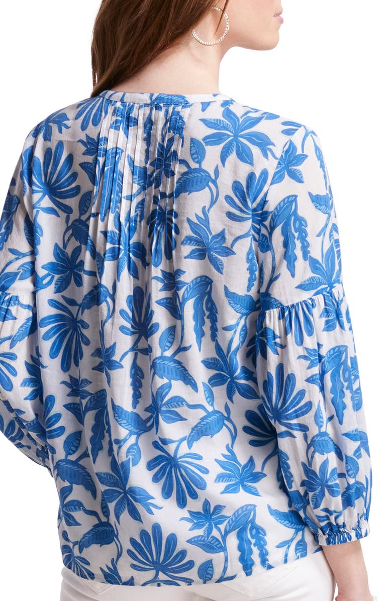 vineyard vines Dumore Floral Pintuck Popover Blouse, Alternate, color, Cay Floral-Hull Blue