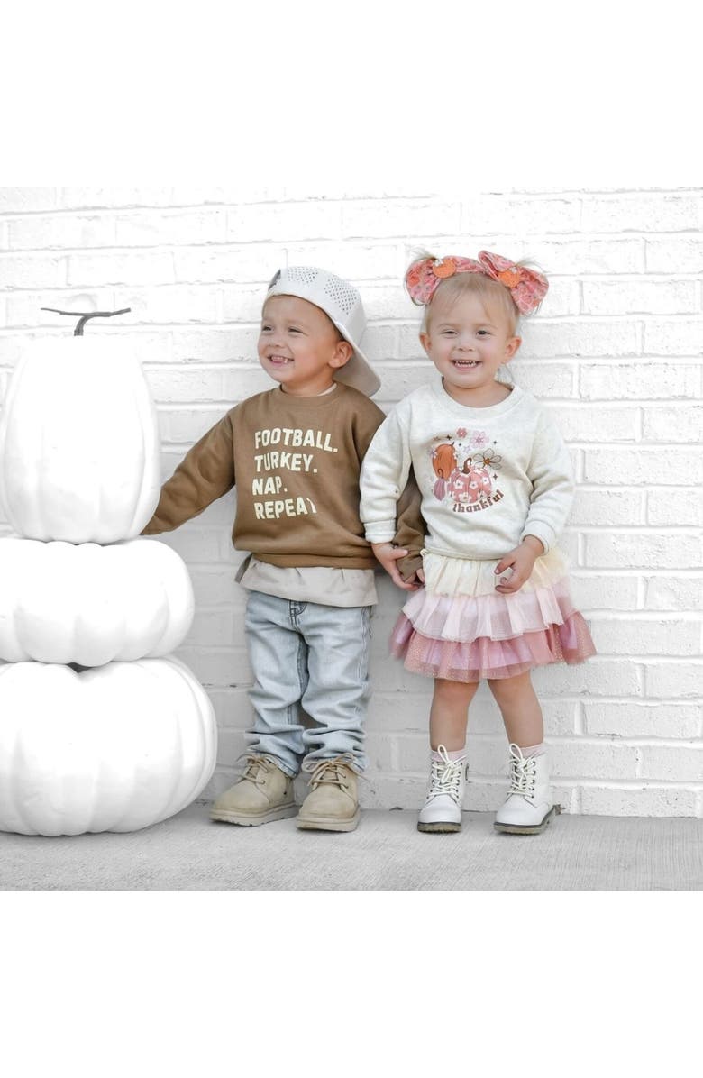 Sweet Wink Thankful Pumpkin Daisy Thanksgiving Sweatshirt, Alternate, color, Natural