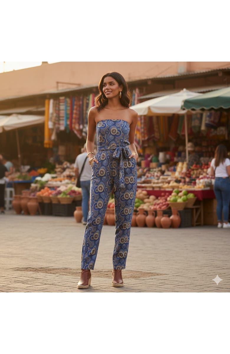 KAHINDO Conakry Strapless Jumpsuit, Alternate, color, Blue