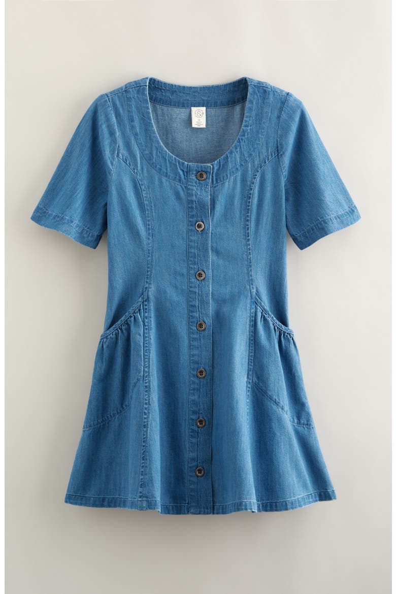 Kids' Short Sleeve Chambray Dress, Main, color, MID GEM WASH