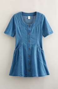 Treasure & Bond Kids' Short Sleeve Chambray Dress