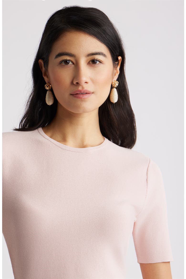 Short Sleeve Peplum Sweater, Alternate, color, PINK SMOKE