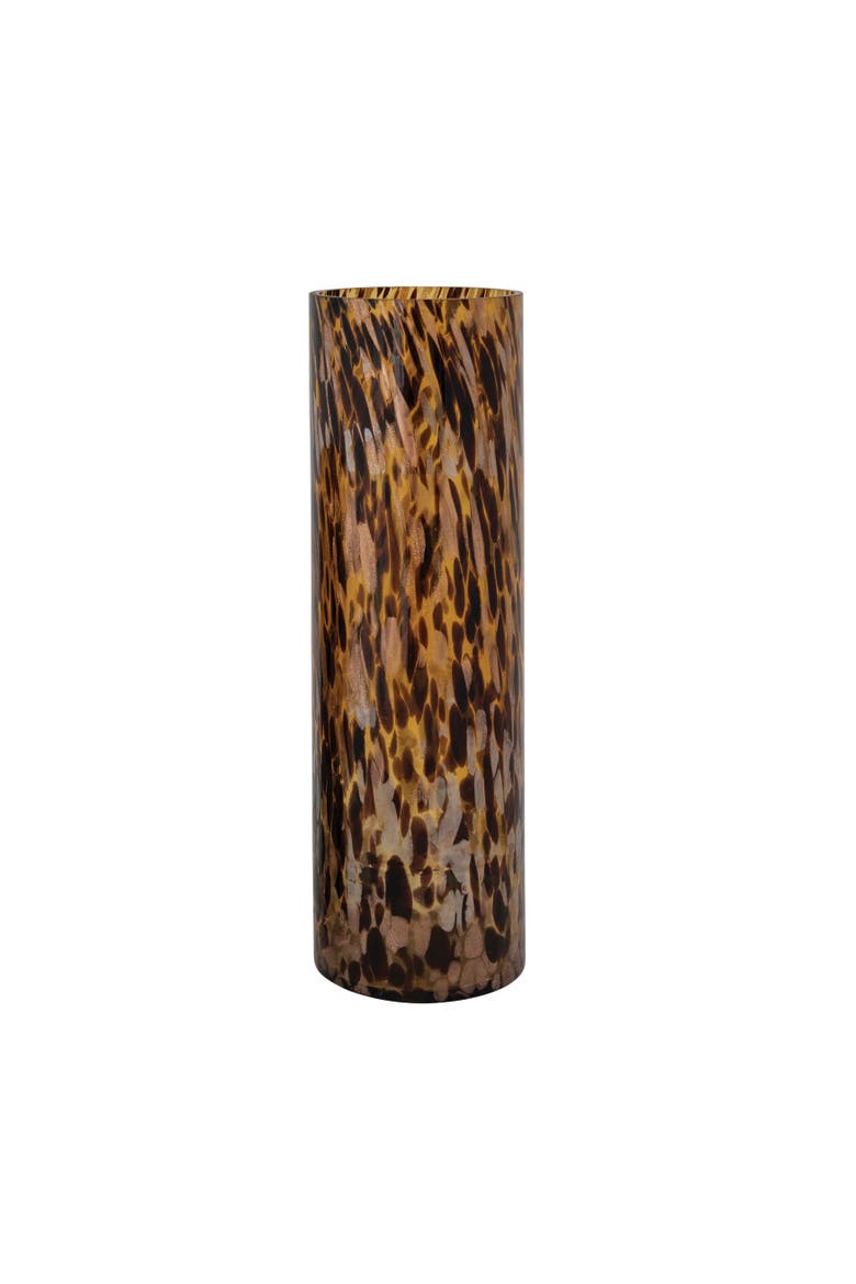 Tortoise Pattern Glass Vase, Main, color, Brown