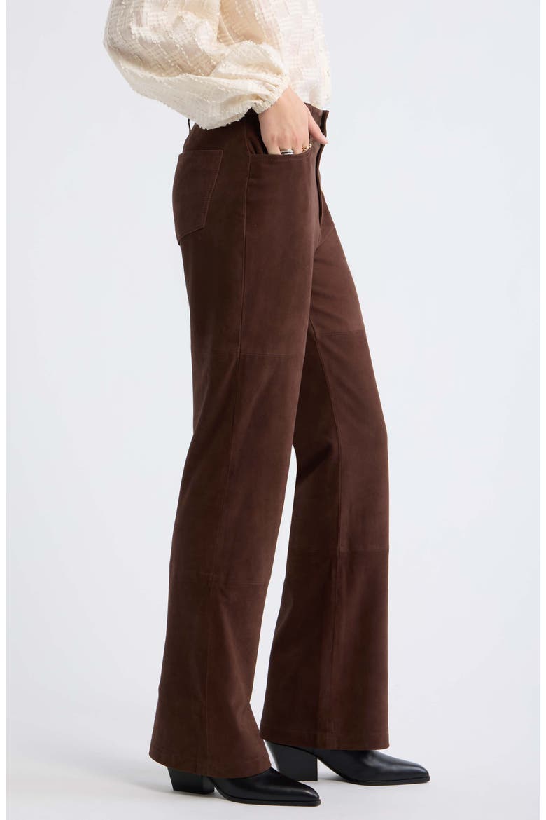 Flare Leg Suede Pants, Alternate, color, BROWN CHICORY