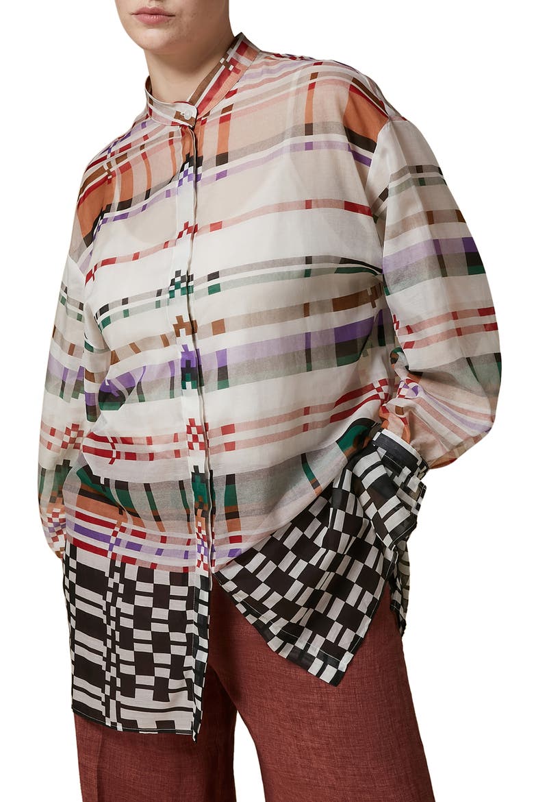 Finito Print Cotton & Silk Voile Shirt, Main, color, IVORY