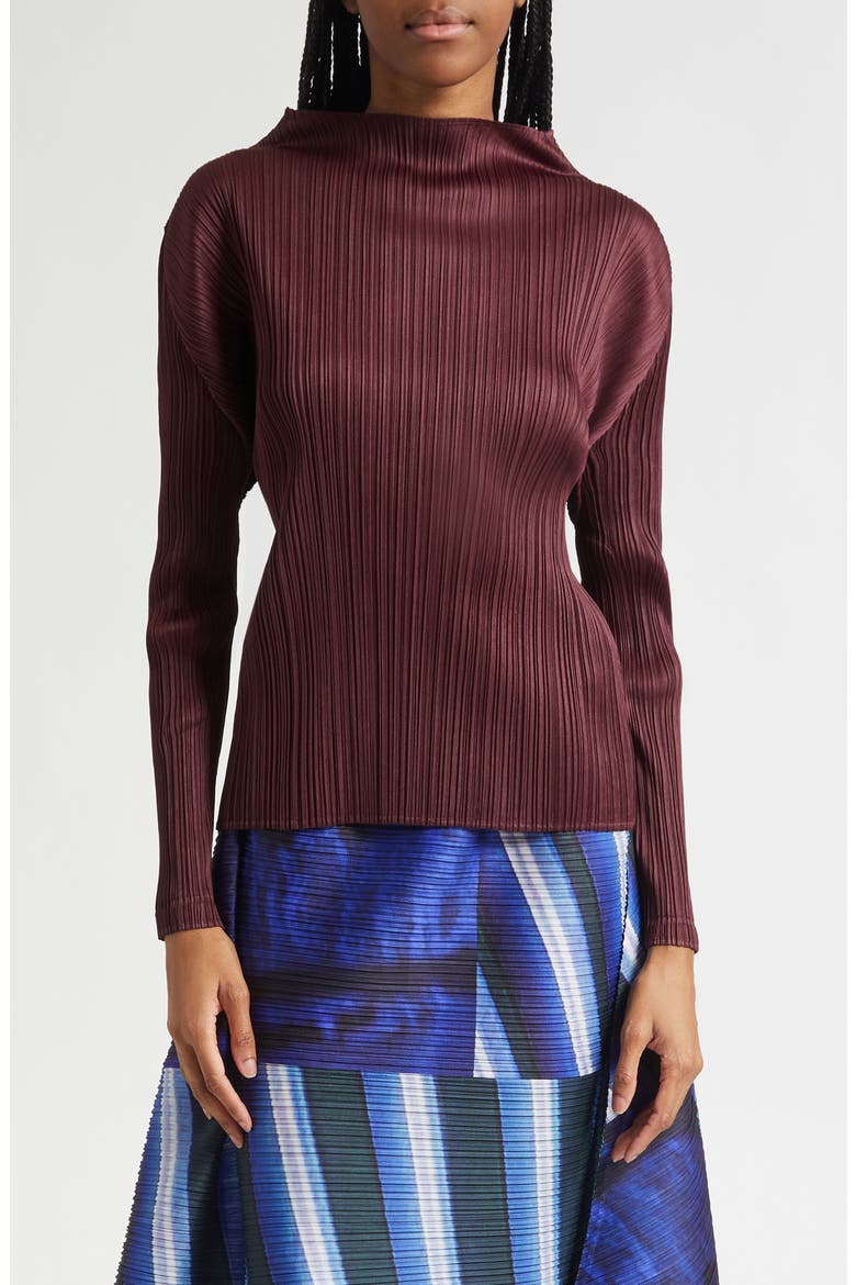 Monthly Colors January Pleated Top, Main, color, BORDEAUX