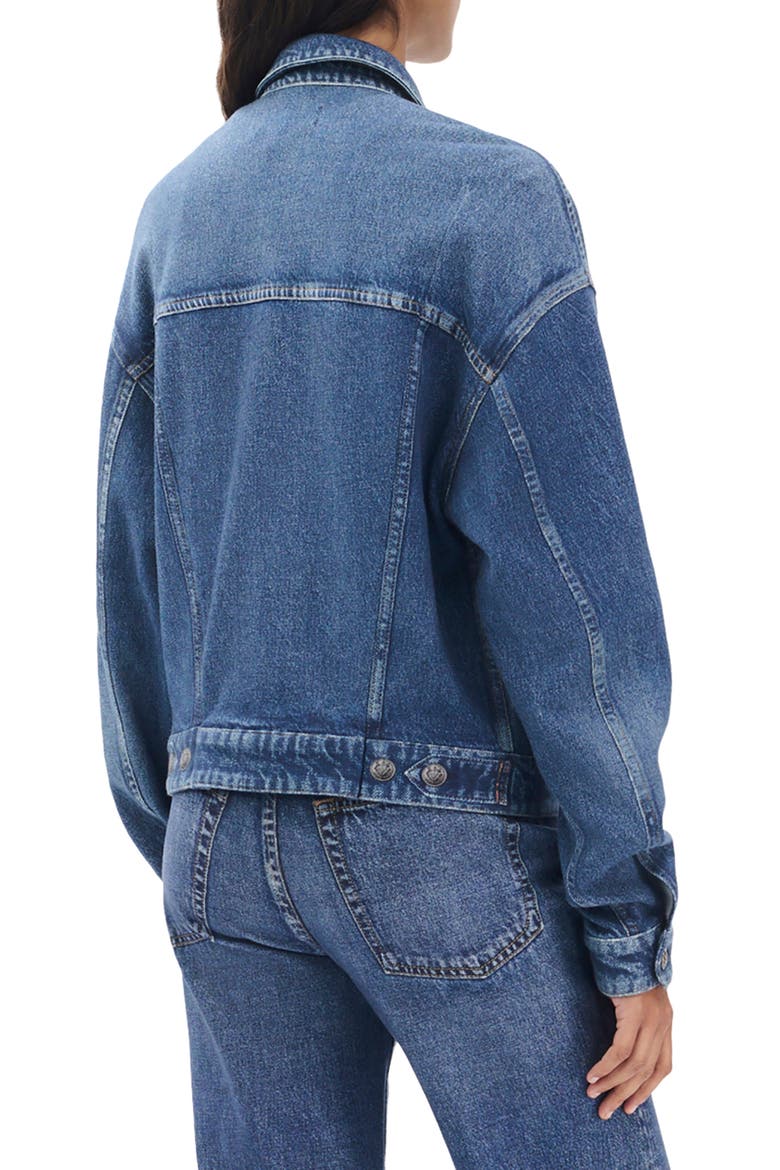 rb Miramar Trompe l'Oeil Faux Denim Terry Trucker Jacket, Alternate, color, ALMDA