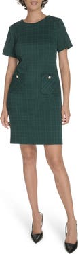 Tommy Hilfiger Windowpane Short Sleeve Shift Dress
