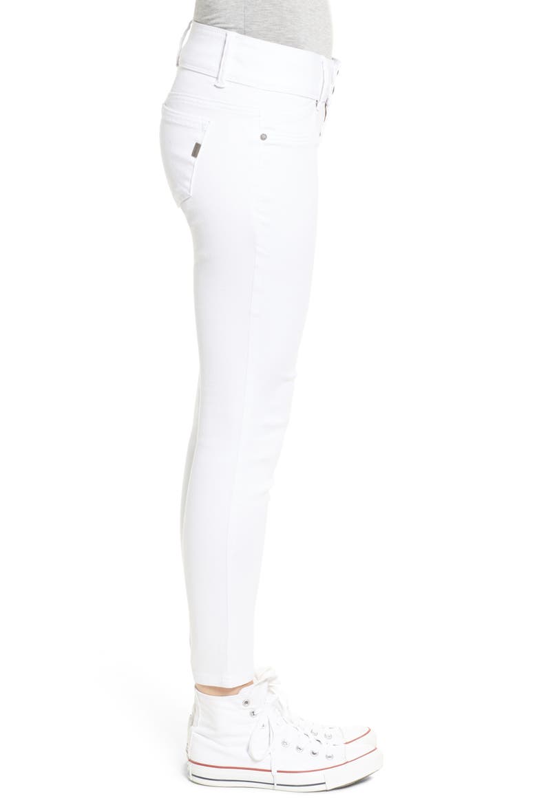 Double Button Skinny Jeans, Alternate, color, WHITE