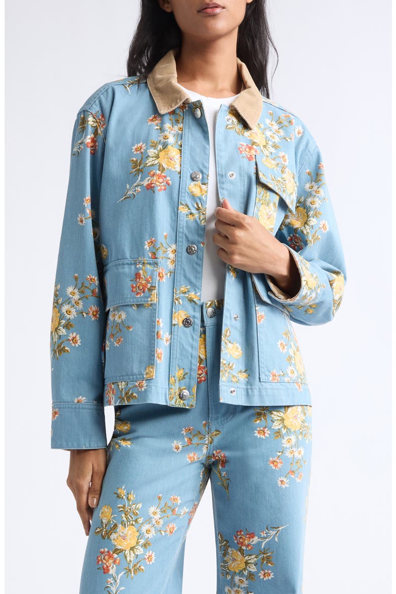 Leighton Floral Print Denim Jacket, Main, color, GARDEN BOUQUET