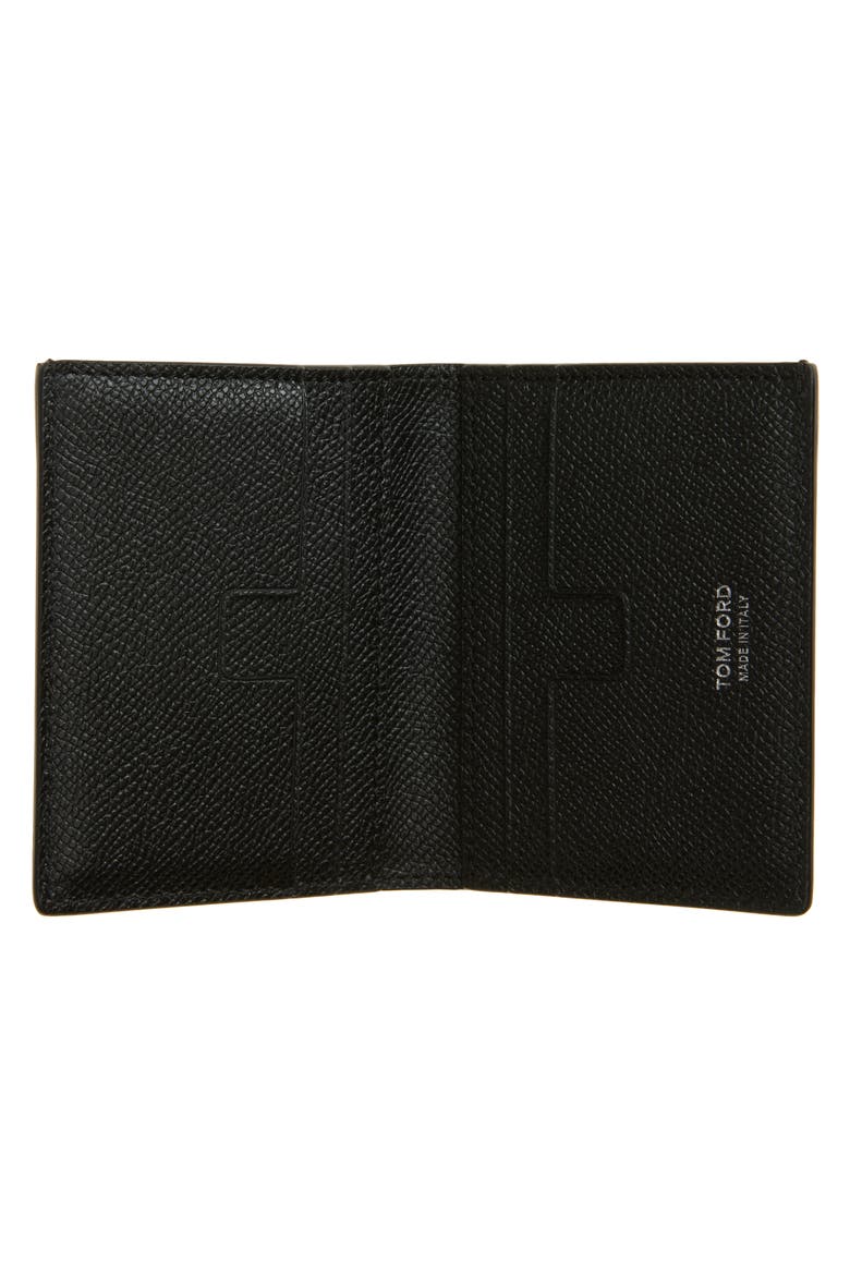 T-Line Leather Bifold Card Case, Alternate, color, BLACK