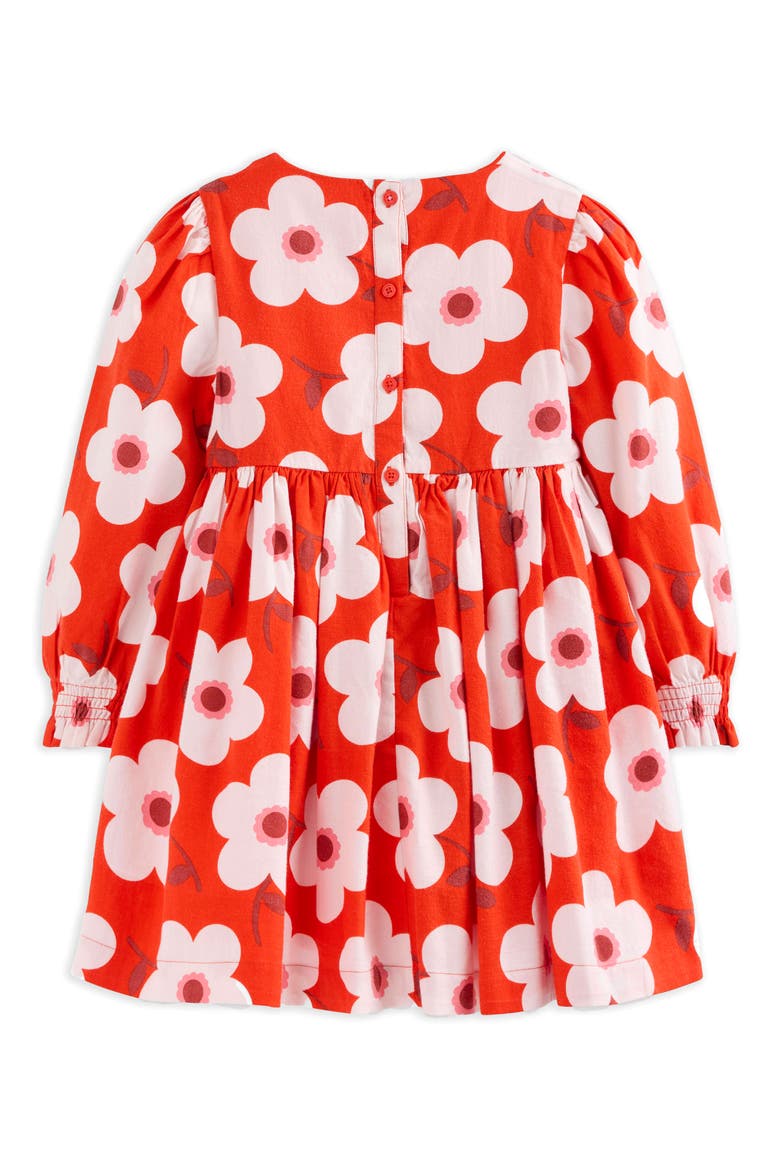 Kids' Floral Long Sleeve Cotton Dress, Alternate, color, SUNSET ORANGE GIANT DAISY