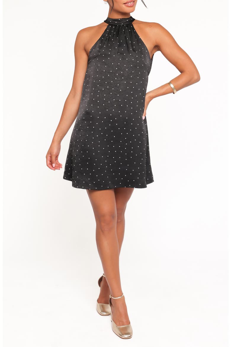 Gabrielle Polka Dot Halter Minidress, Main, color, BLACK POLKA DOT