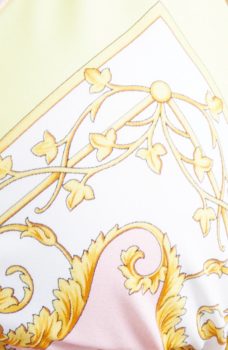 Versace Barocco Print Triangle Bikini Top, Alternate, color, Pale Yellow Rose Quartz