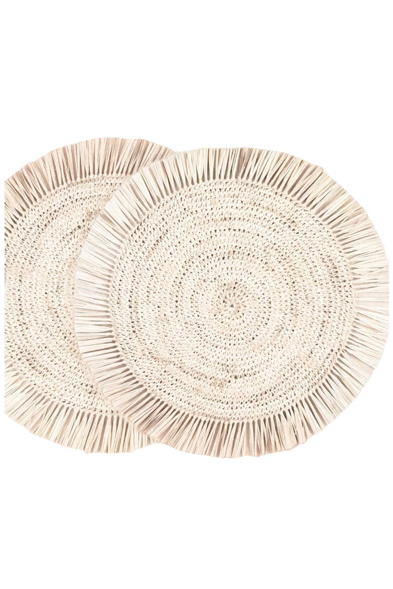 Raffia Fringe Placemats, Set of 2, Alternate, color, Natural