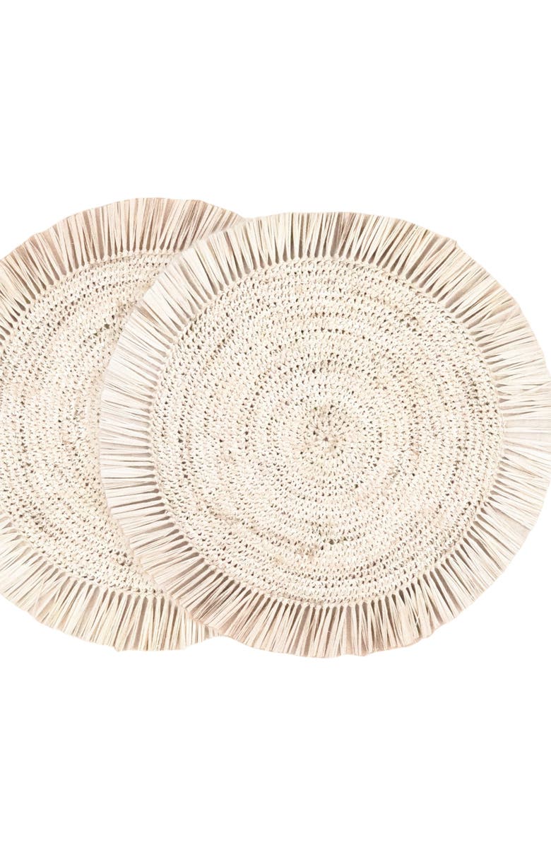 LIKHA Raffia Fringe Placemats, Set of 2, Alternate, color, Natural