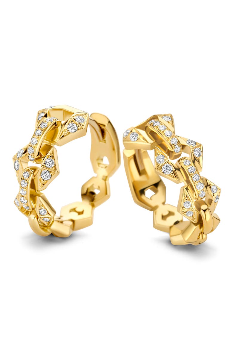 Flowe Pavé Diamond Hoop Earrings, Main, color, YELLOW GOLD
