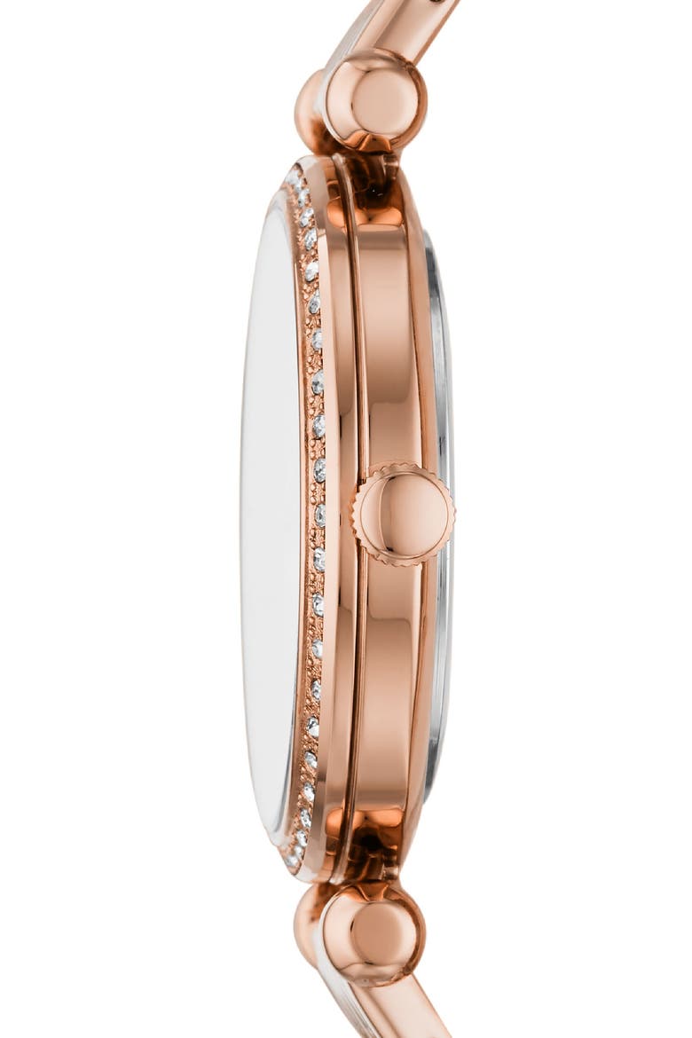 Tillie Three Hand Quartz CZ Bezel Bracelet Watch, 36mm, Alternate, color, ROSE GOLD