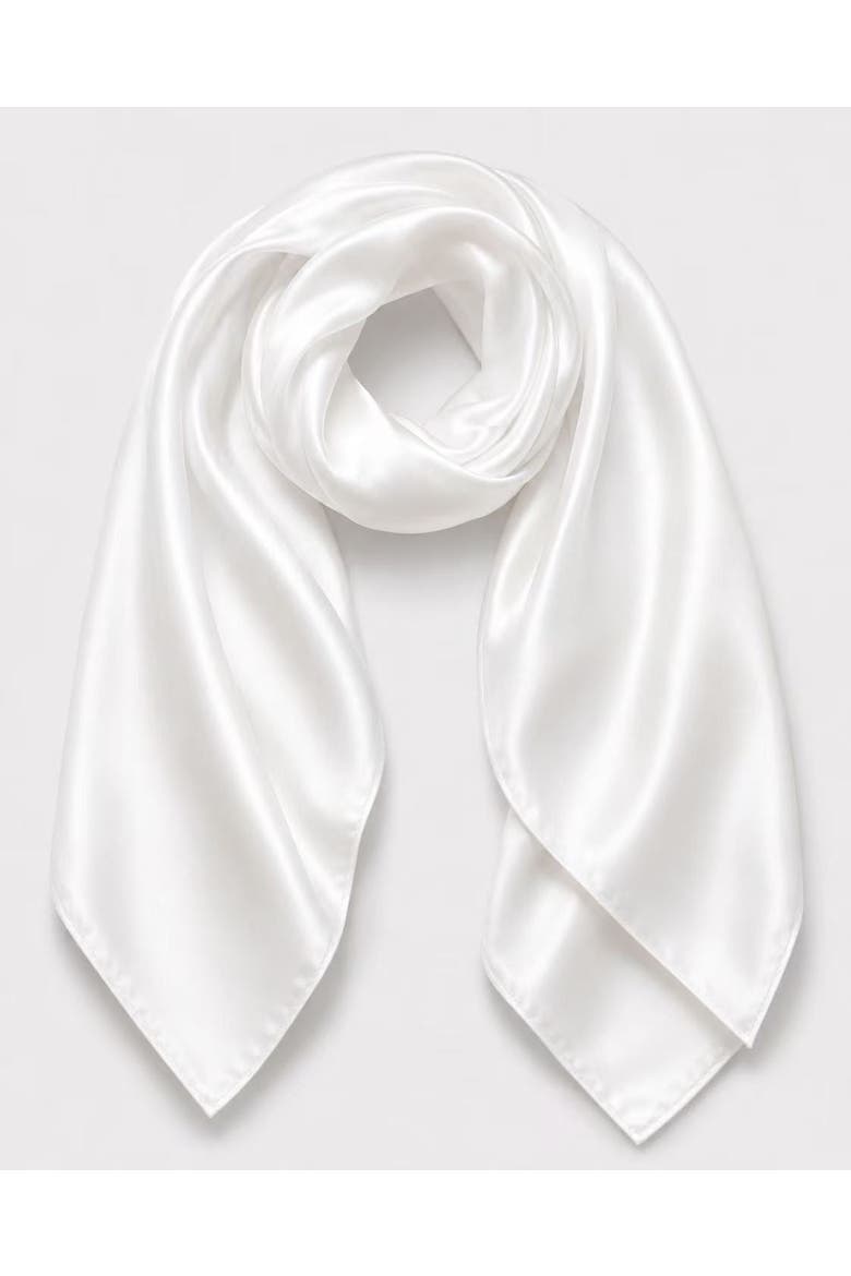 Pure Silk Classic Elegant Square Scarf, Main, color, White