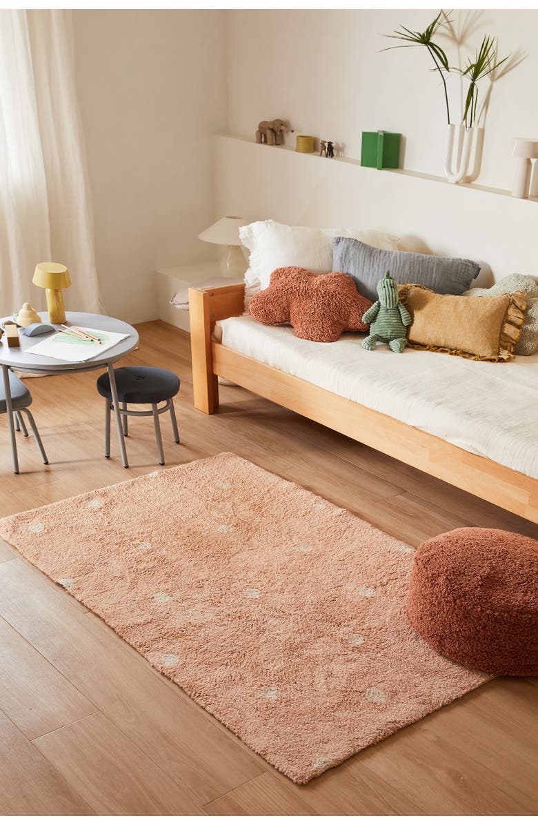 Lorena Canals Mini Polka Dot Washable Cotton Blend Rug, Alternate, color, Rose Natural
