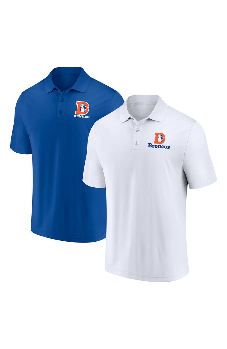 FANATICS Men's Fanatics Branded White/Royal Denver Broncos Throwback Two-Pack Polo Set, Main, color, 