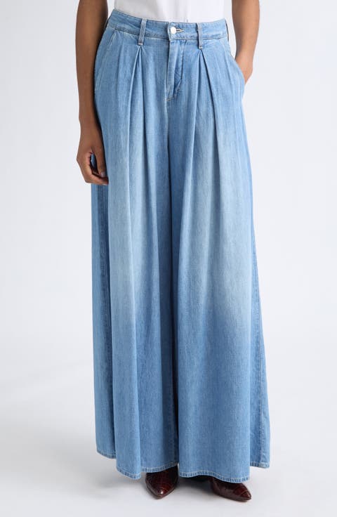 Lorenza High Waist Wide Leg Denim Palazzo Pants